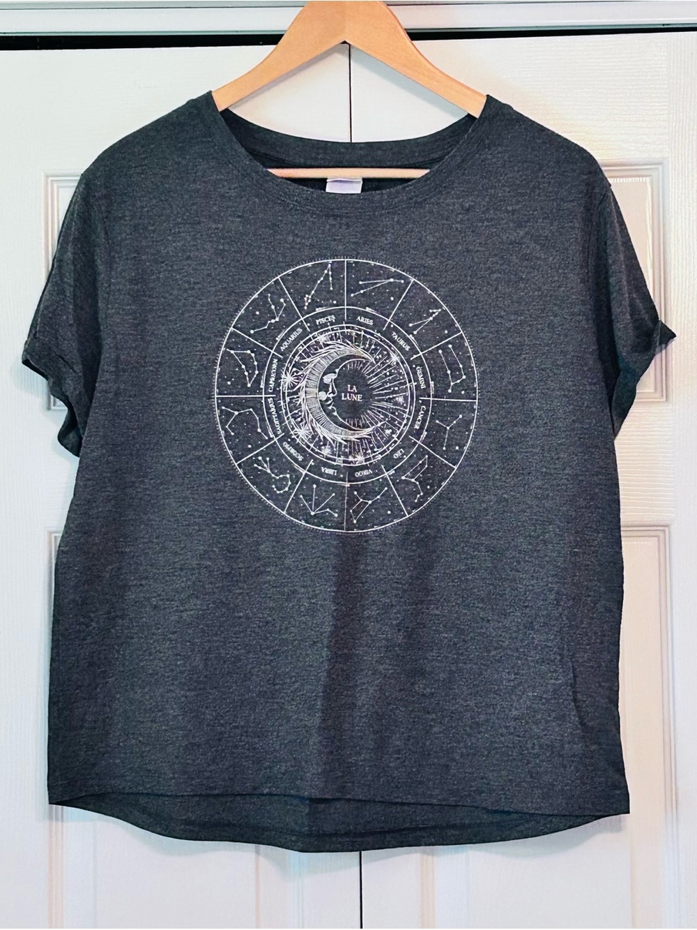 stars above Charcoal La Lune Graphic Short Sleeve Tee